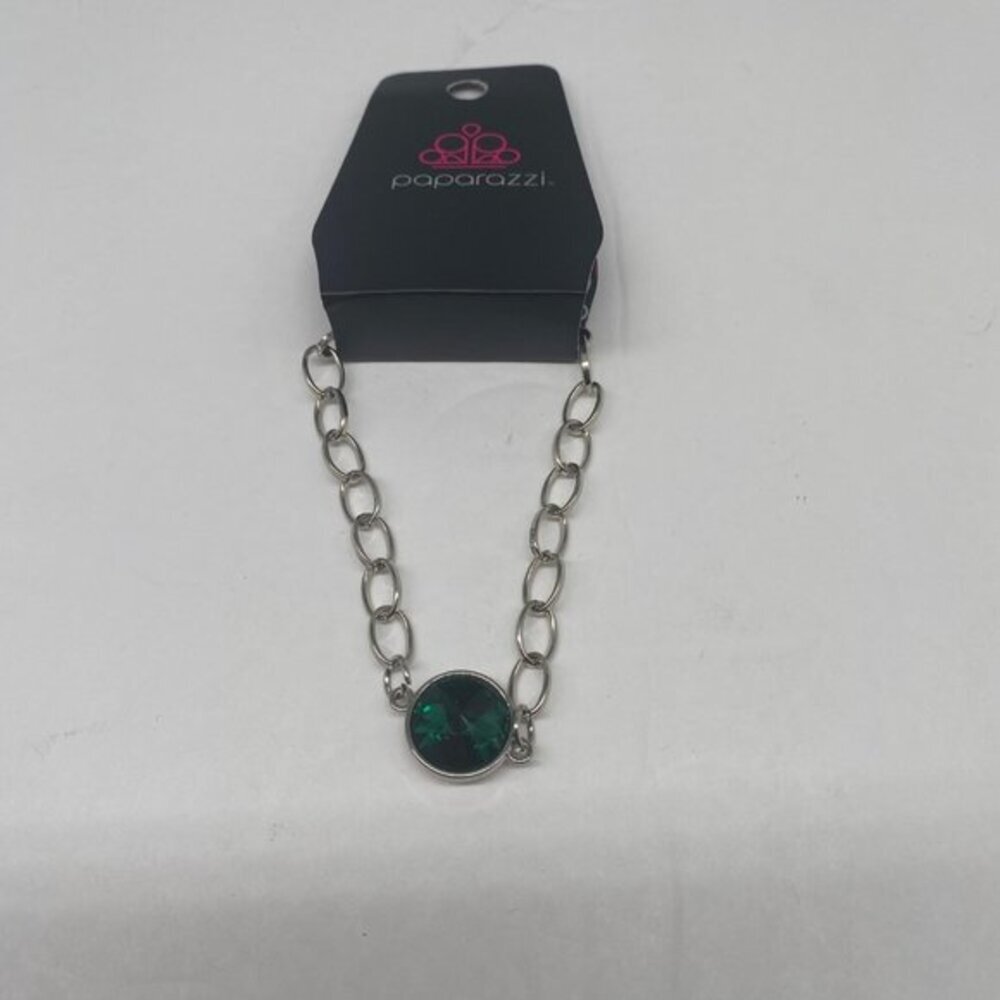 Paparazzi Jewelry All Aglitter Green Bracelet‎ Item 63B